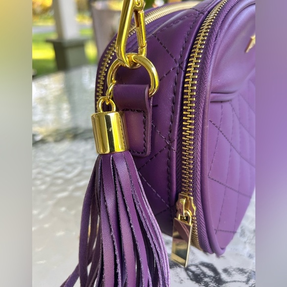 NWOT- JOY& IMAN Chic Purple Quilted Crossbody Bag - Picture 2 of 7